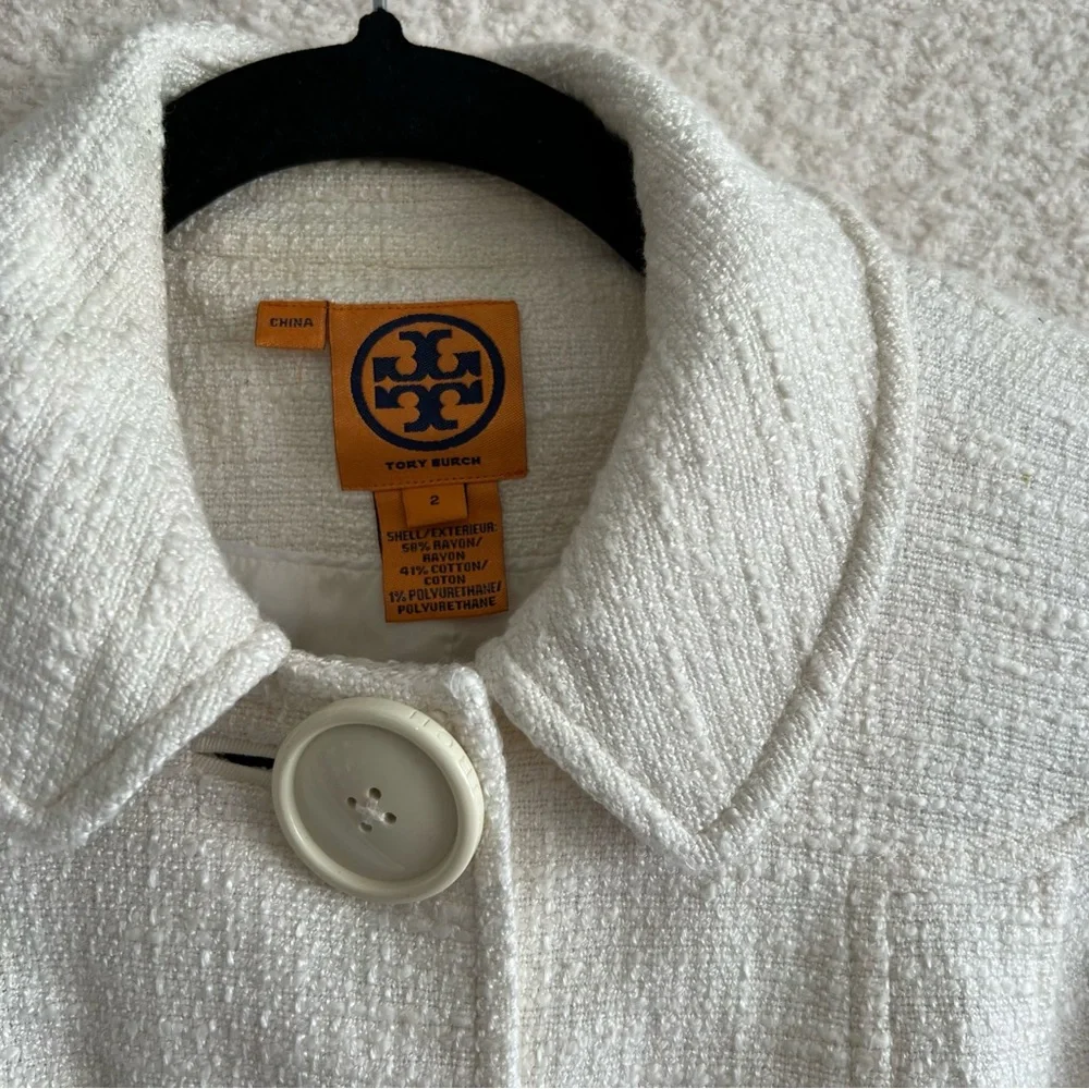 Tory Burch Women’s Cream White‎ Tweed Buttons Coat Blazer Size 2
